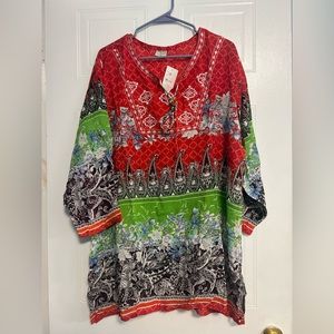 Multi color pattern tunic , Long sleeve tunic , top